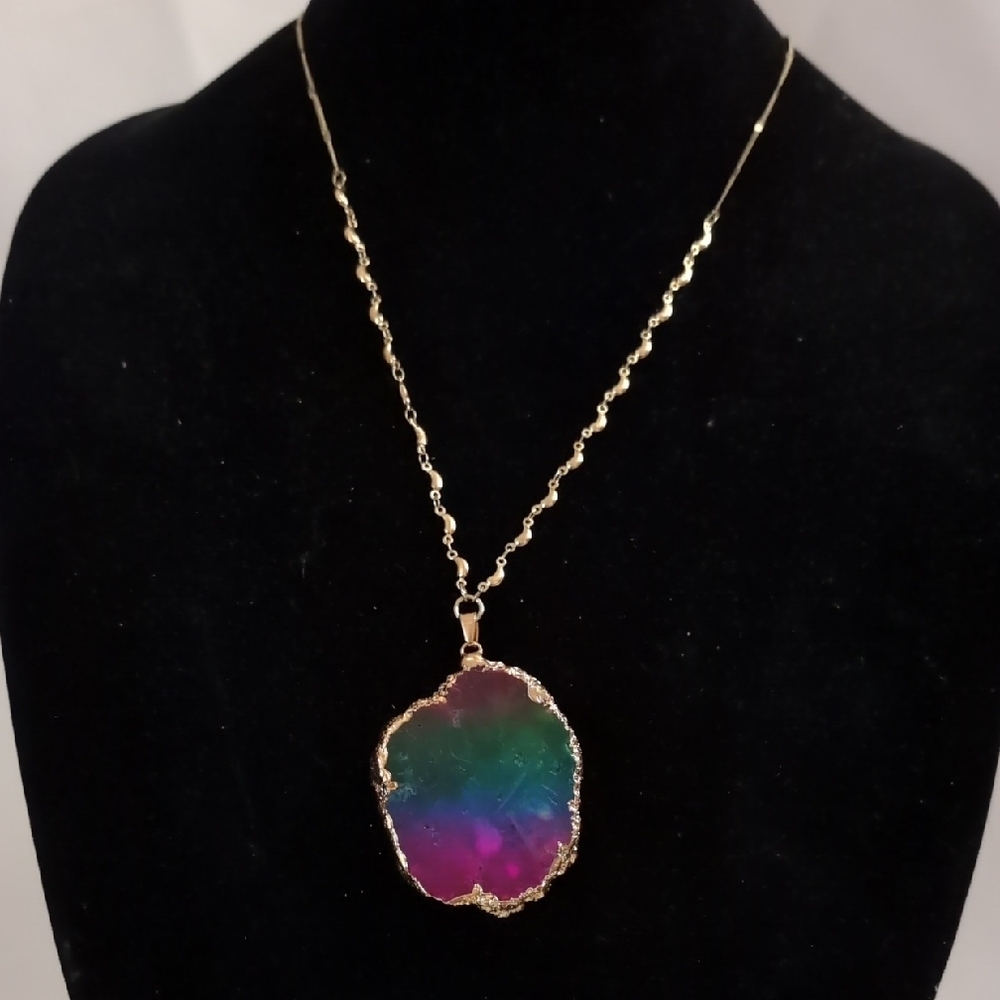 Rainbow Geode Necklace